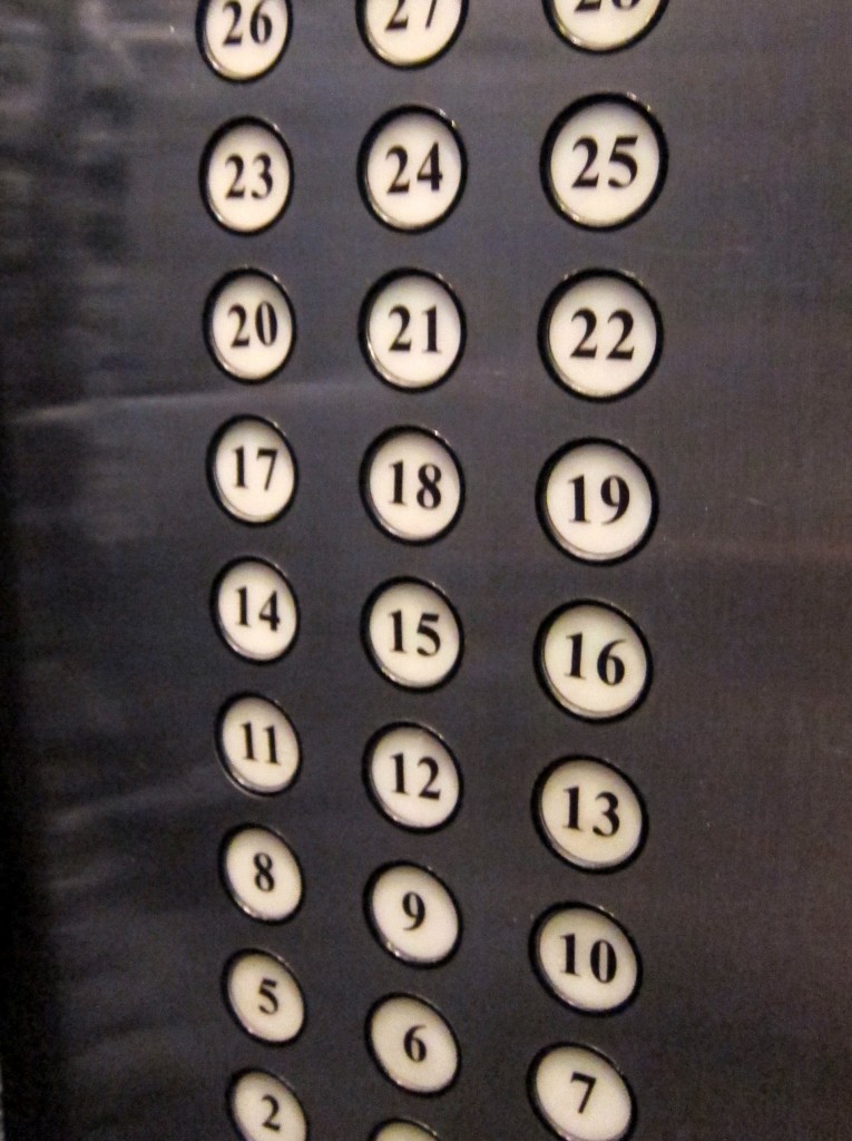 Chinese elevator with button for 13th floor