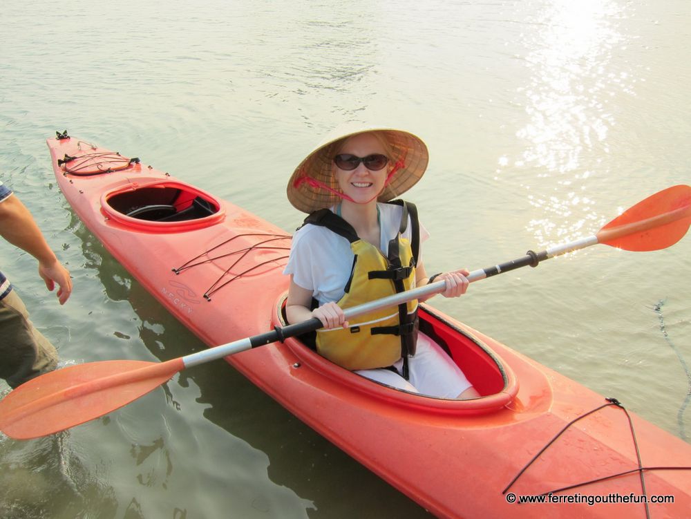 Kayaking in Halong Bay.