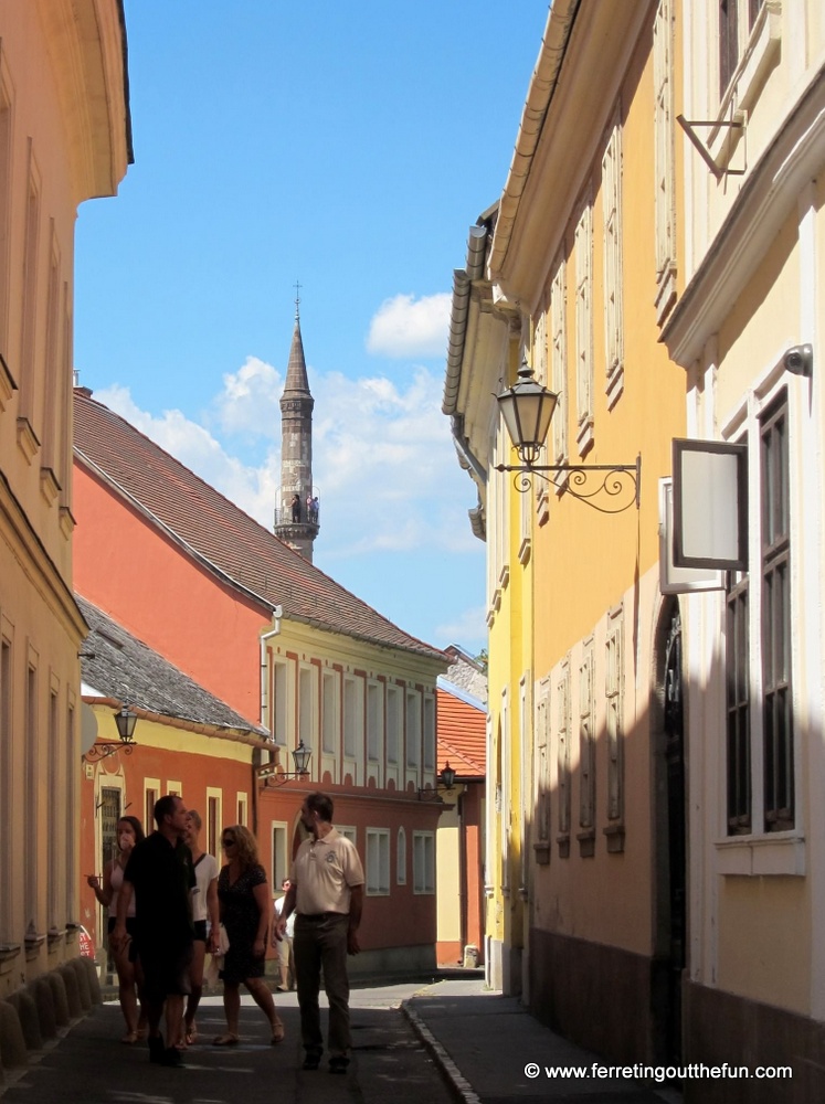 Wandering the quiet alleys of Eger, Hungary. Notice the people on the minaret!