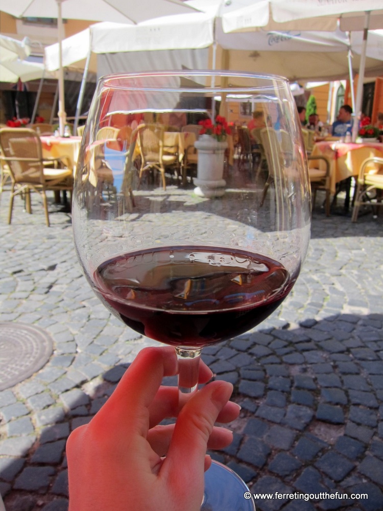 Drinking Bull's Blood wine in Eger, Hungary