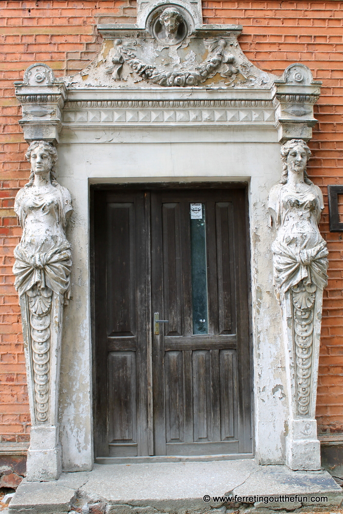 A crumbling Art Nouveau door in Liepaja, Latvia
