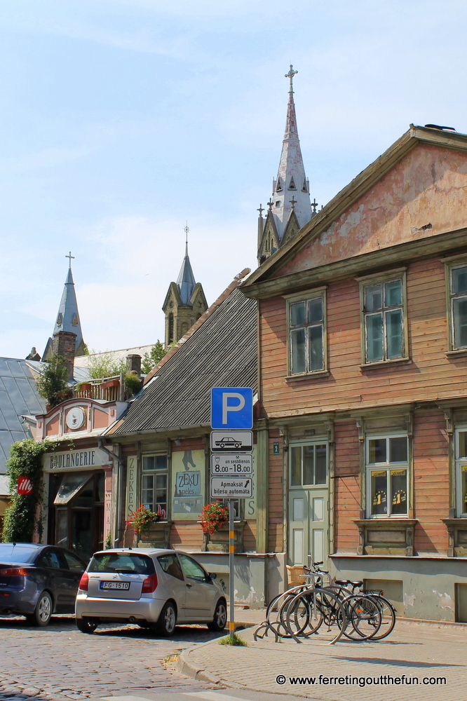 A quaint street in Liepaja, Latvia