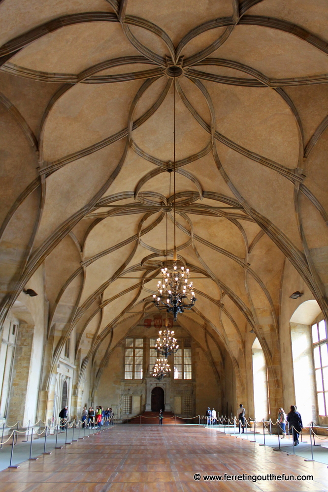 The stunning Vladislav Hall, where royal banquets and coronations took place in Prague