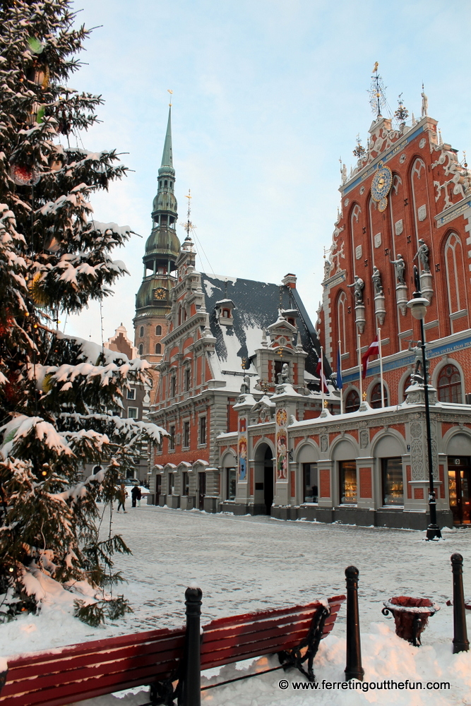 Site of the first decorated Christmas tree beside the House of the Blackheads in Riga, Latvia