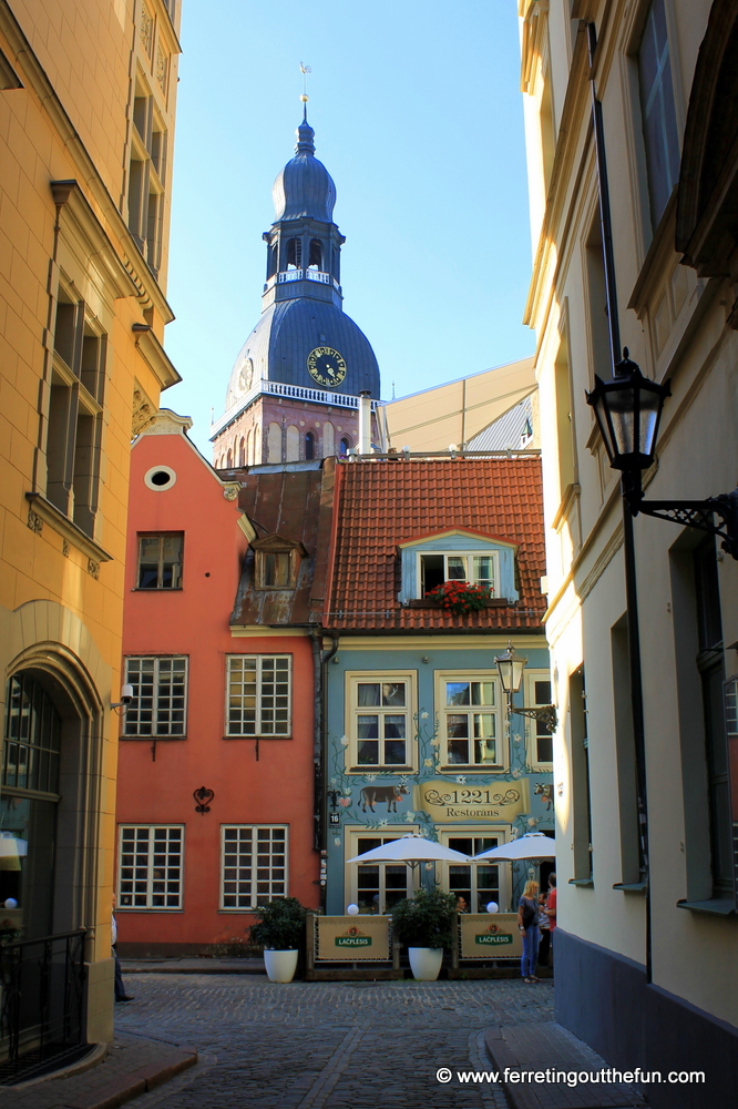 A beautiful street view in Old Riga, Latvia