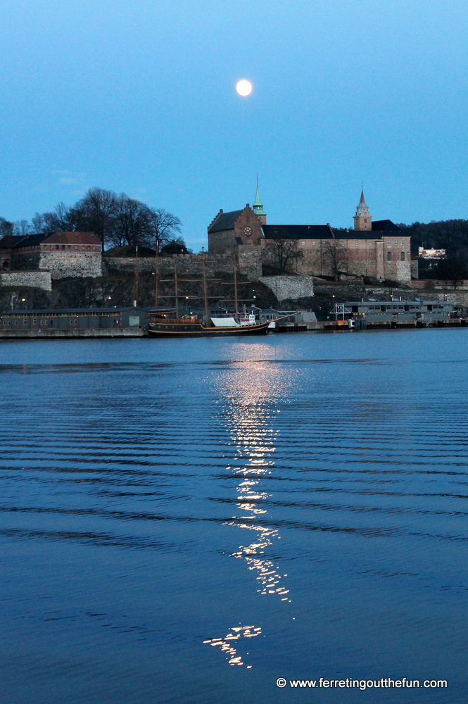 Moonlit reflections in Oslo, Norway