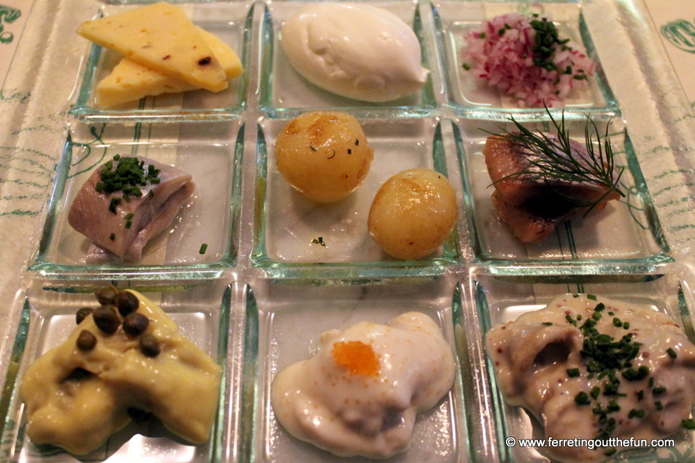 Swedish pickled herring platter