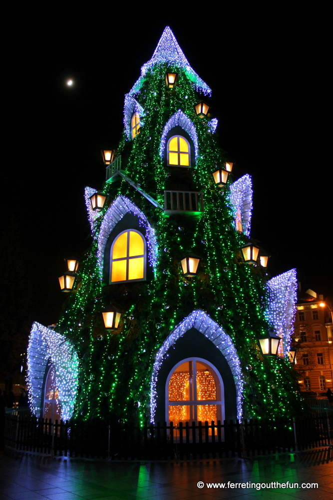 A fantastic Christmas tree in Vilnius, Lithuania