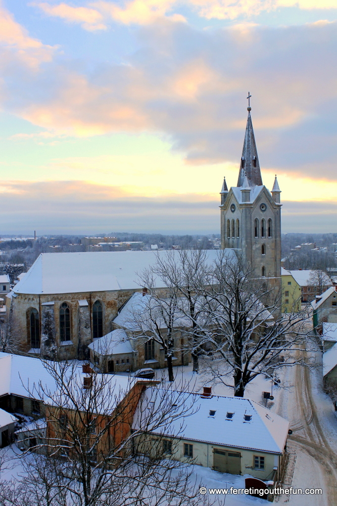 A winter sunset in Cesis, Latvia