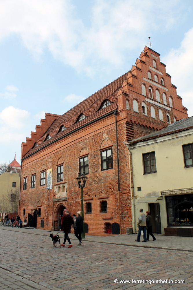 A charming medieval street in Kaunas, Lithuania