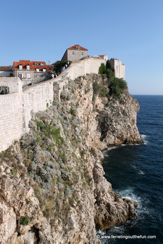Medieval stone walls surround Dubrovnik, Croatia