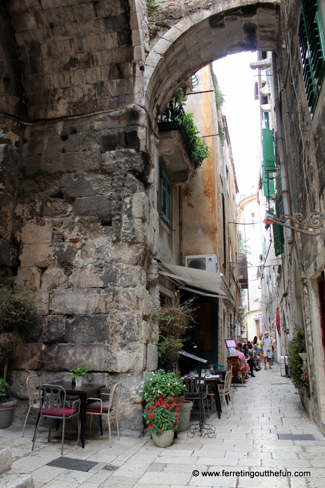 A narrow alleyway in the old town of Split, Croatia