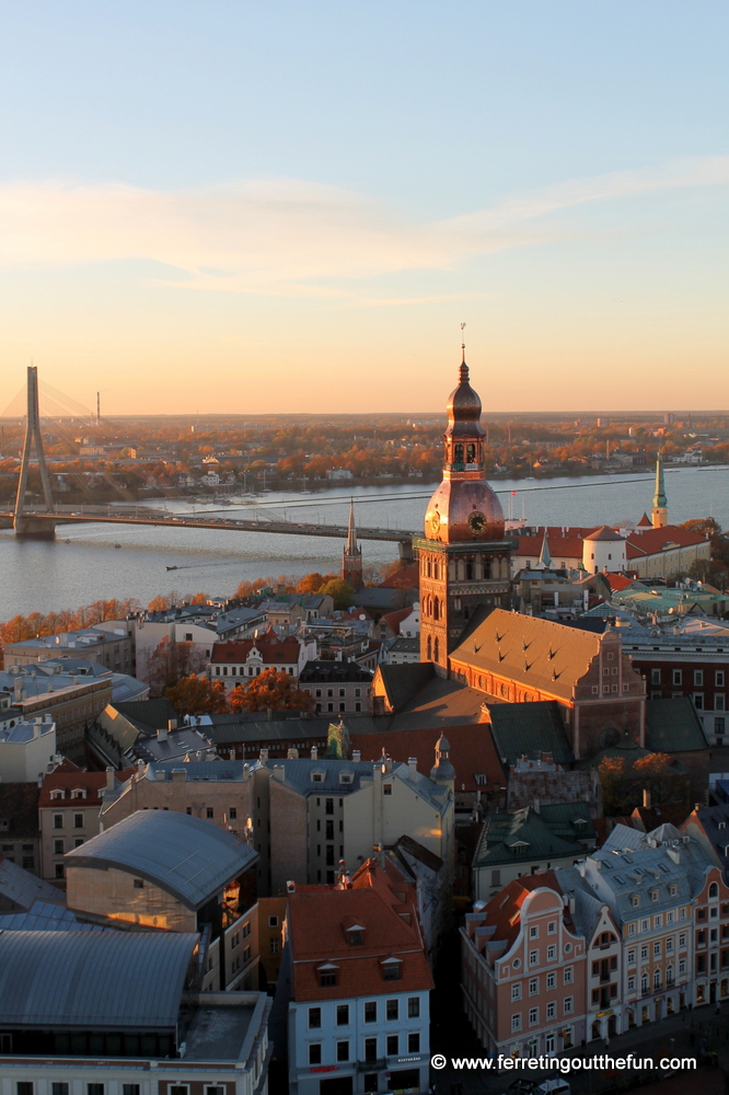 A golden autumn sunset in Riga, Latvia