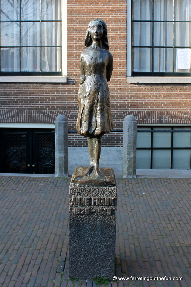 A statue of Anne Frank in Amsterdam