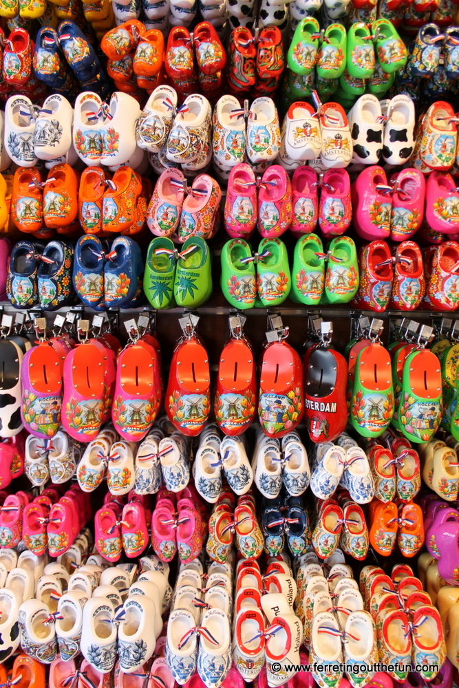 Colorful Dutch clogs in a souvenir shop in Amsterdam, Netherlands