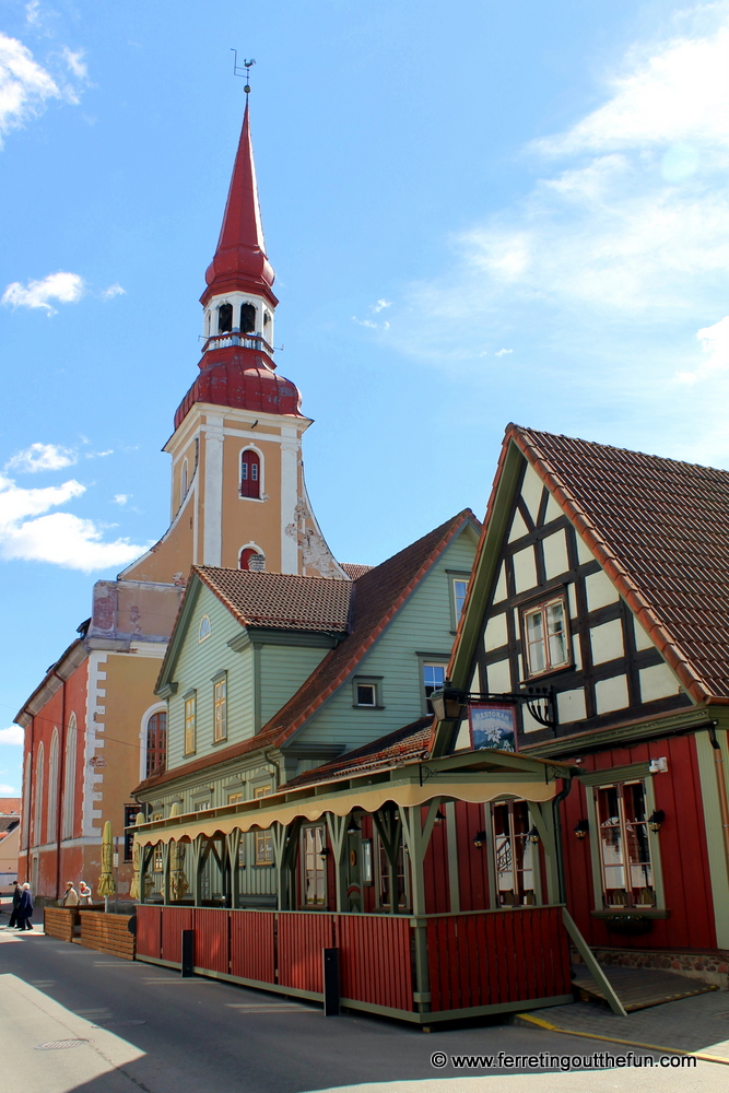 The colorful architecture of Old Parnu, Estonia.