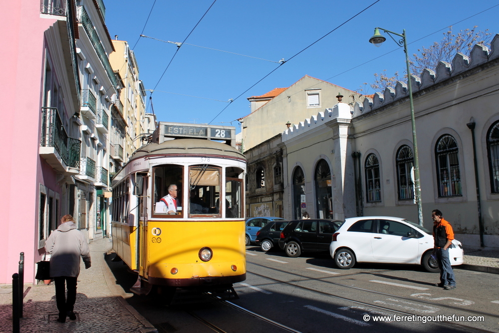 yellow tram lisbon