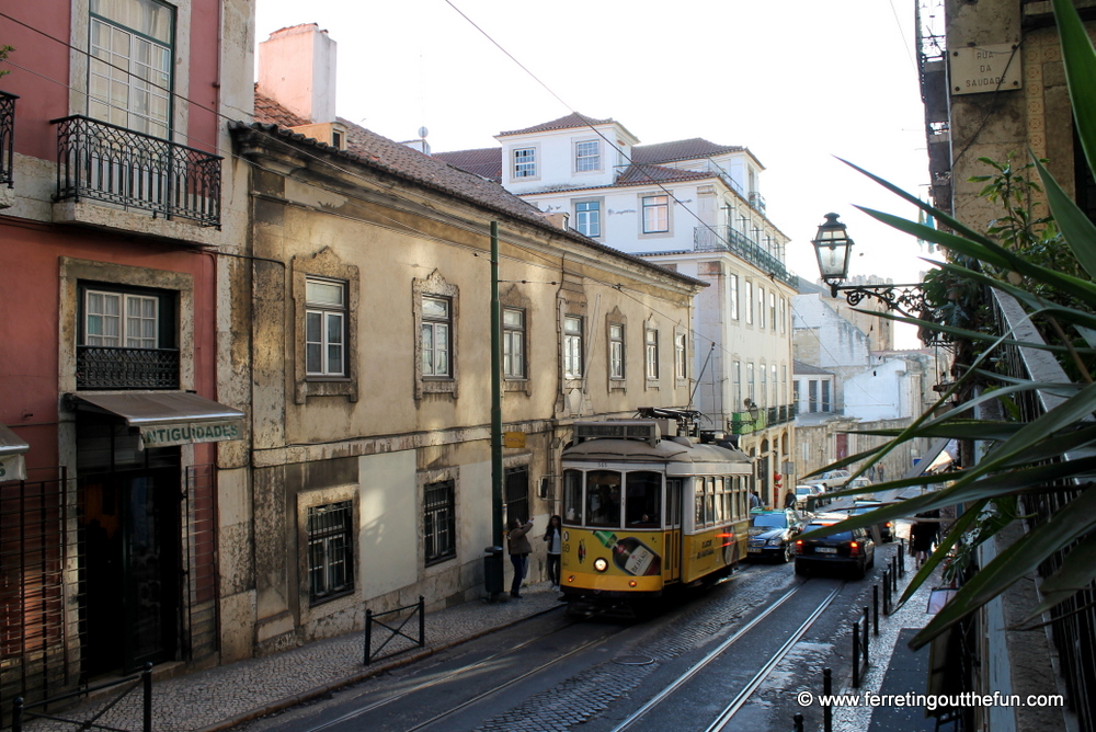 yellow tram alfama lisbon