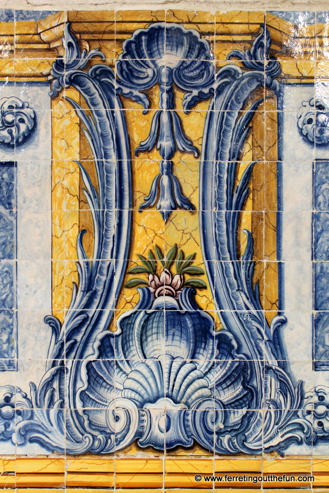 Ocean inspired tiles inside Jeronimos Monastery in Lisbon, Portugal.