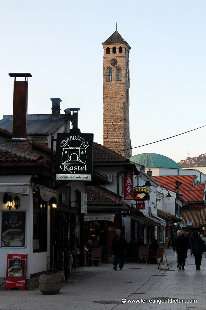 16th century clock tower in old town Sarajevo, Bosnia and Herzegovina