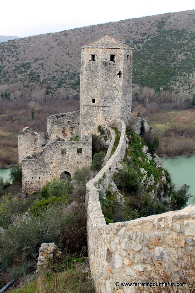 Medieval castle ruins on a mountain in Pocitelj, Bosnia and Herzegovina