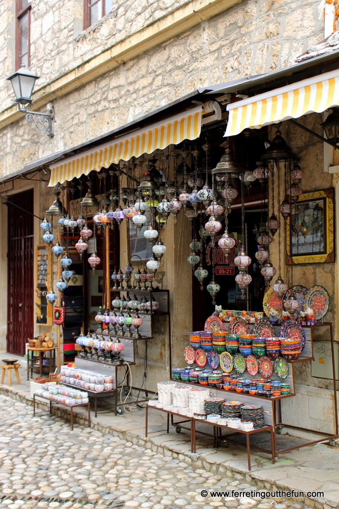 A colorful souvenir shop in Mostar, Bosnia and Herzegovina