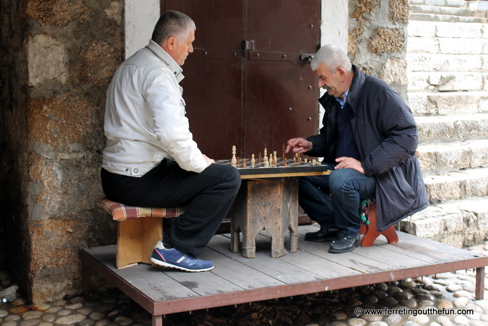 Bosnian men playing chess