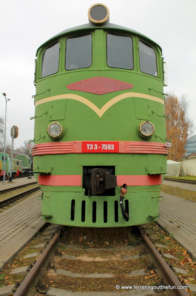 A vintage train at the Latvian Railway Museum in Riga