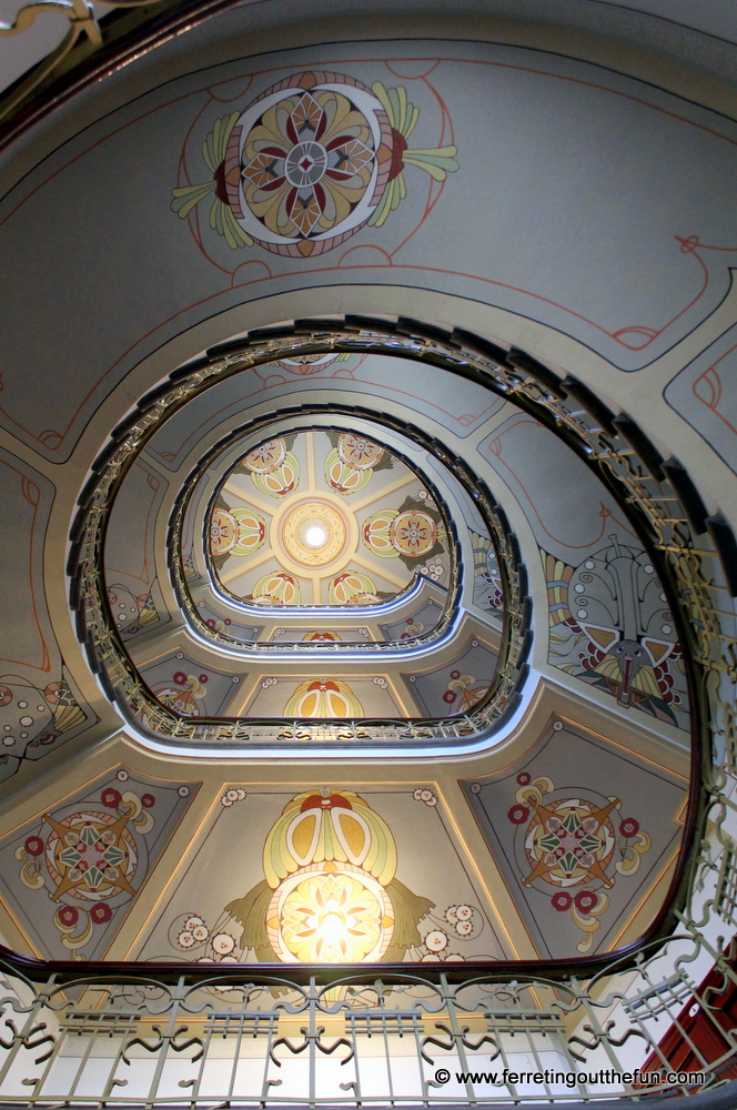 Gorgeous spiral staircase inside the Art Nouveau Museum in Riga, Latvia