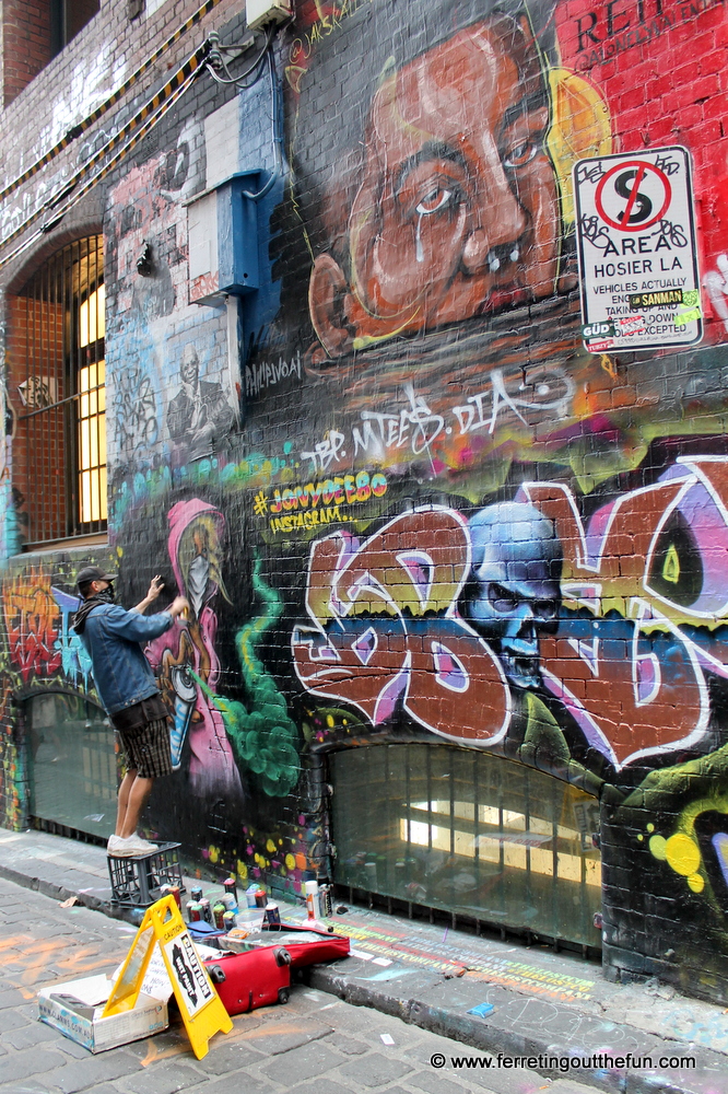 Graffiti art on Hosier Lane in Melbourne, Australia