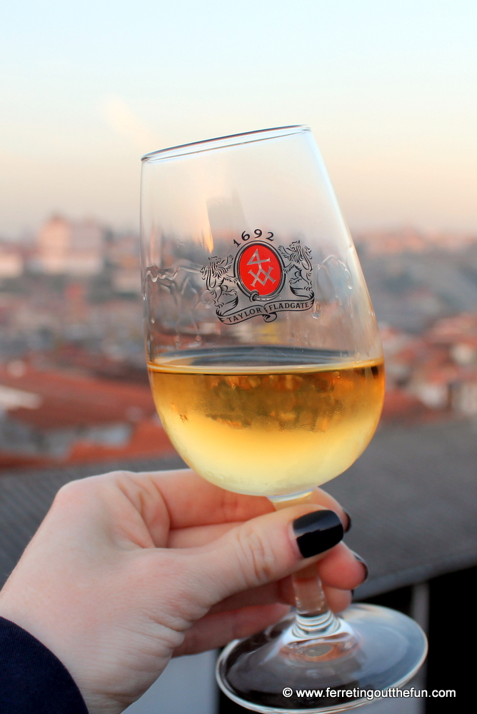 Tasting Taylor's Port on a rooftop at sunset // Porto, Portugal