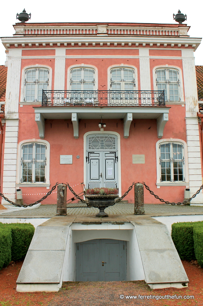 Pretty pink facade of Sagadi Manor house in Estonia