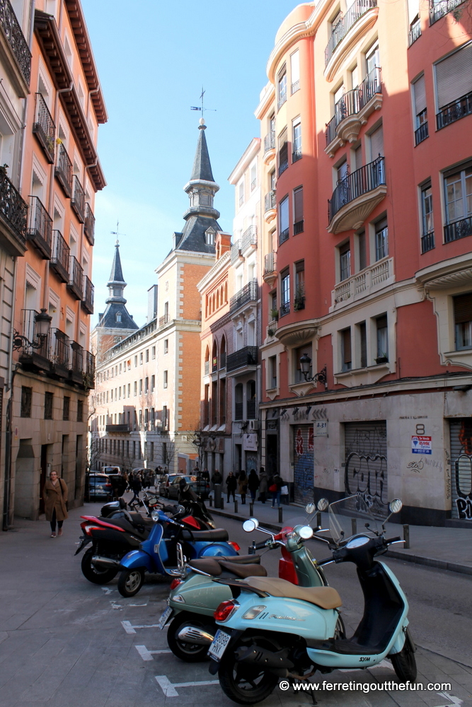 A charming street scene in Madrid, Spain