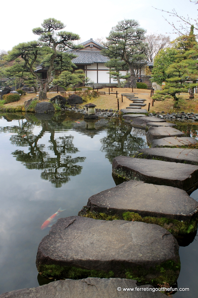 A peaceful landscape garden in Himeji, Japan