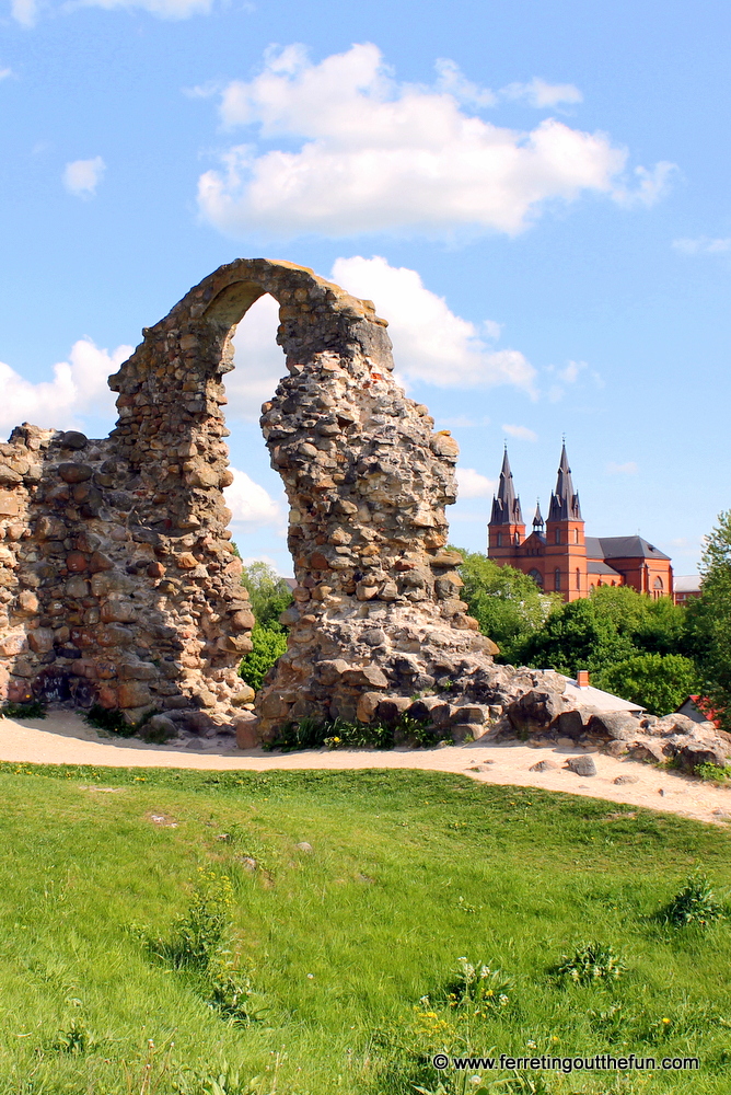 Romantic castle ruins in Rezekne, Latvia