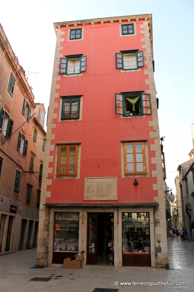 A lovely pink building in Sibenik, Croatia