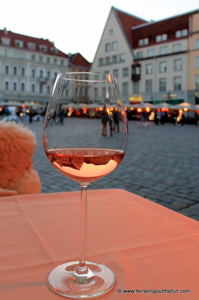 Sipping a glass of rose in Tallinn's medieval town square