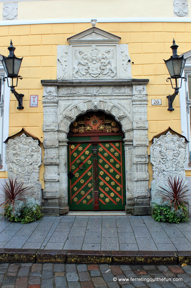 Ornate doorway of the House of the Blackheads in Tallinn, Estonia