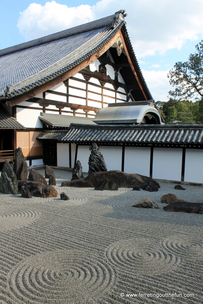 Zen rock garden at Tofuku-ji, a Buddhist temple in Kyoto, Japan.