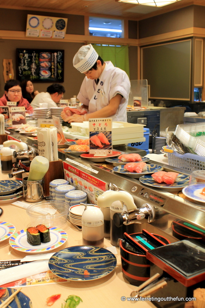 Conveyor belt sushi restaurant in Kyoto, Japan