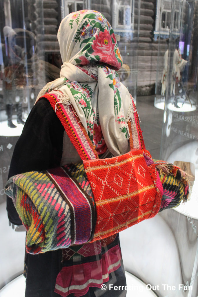 A colorful ethnic minority costume from the Ural Mountains // Estonian National Museum