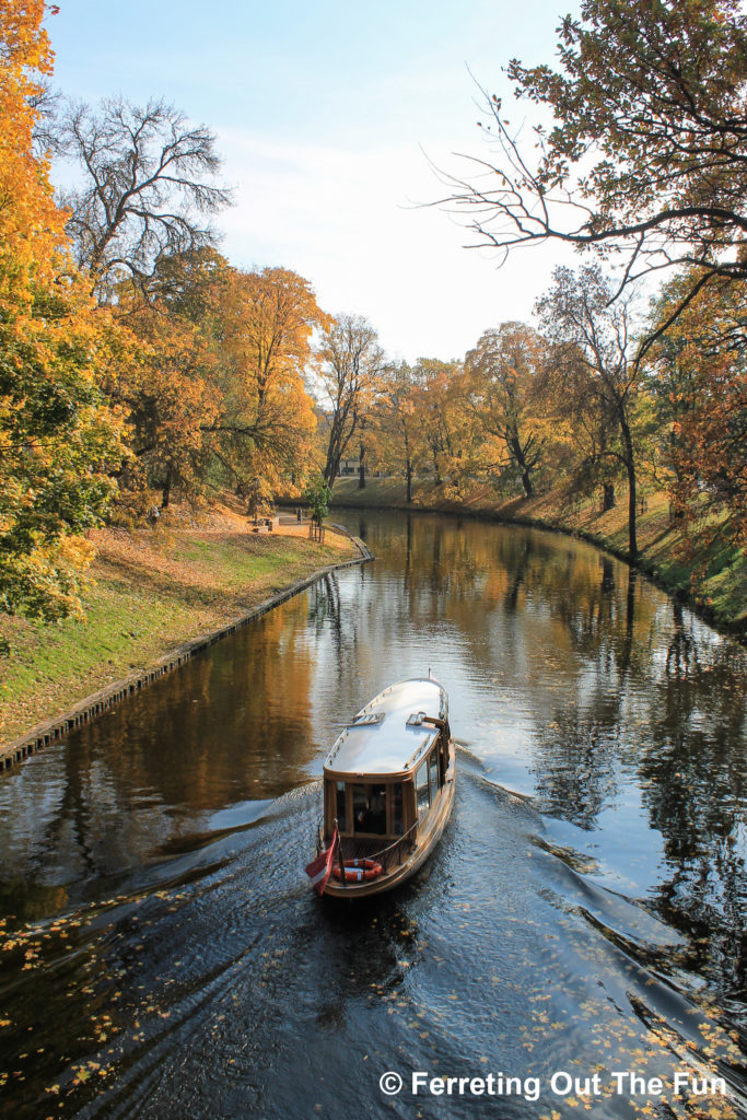 An autumn cruise down the Riga City Canal in Latvia