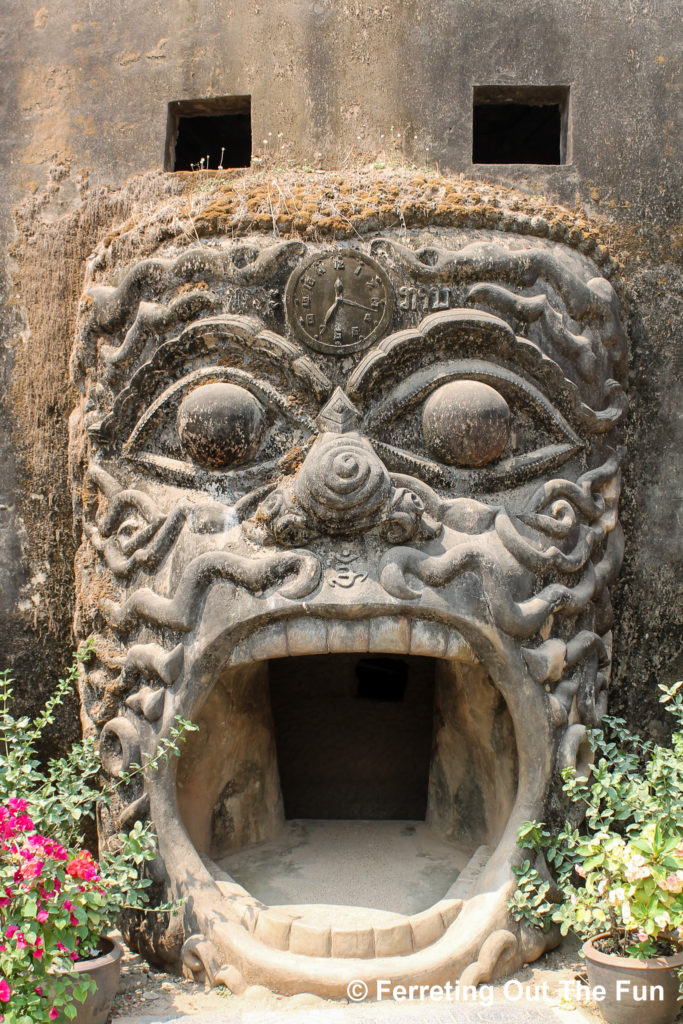 Entrance to Hell through a monster's mouth at the Buddha Park in Vientiane, Laos