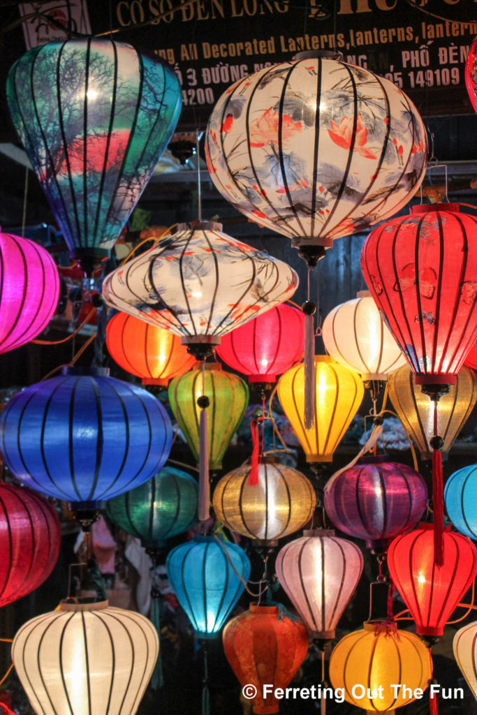 Colorful lanterns for sale at a market in Hoi An, Vietnam