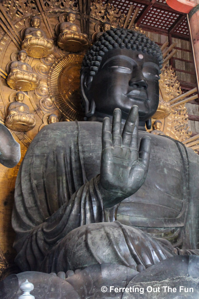 The Great Buddha of Todaiji is one of the largest bronze statues in Japan and can be found in the city of Nara