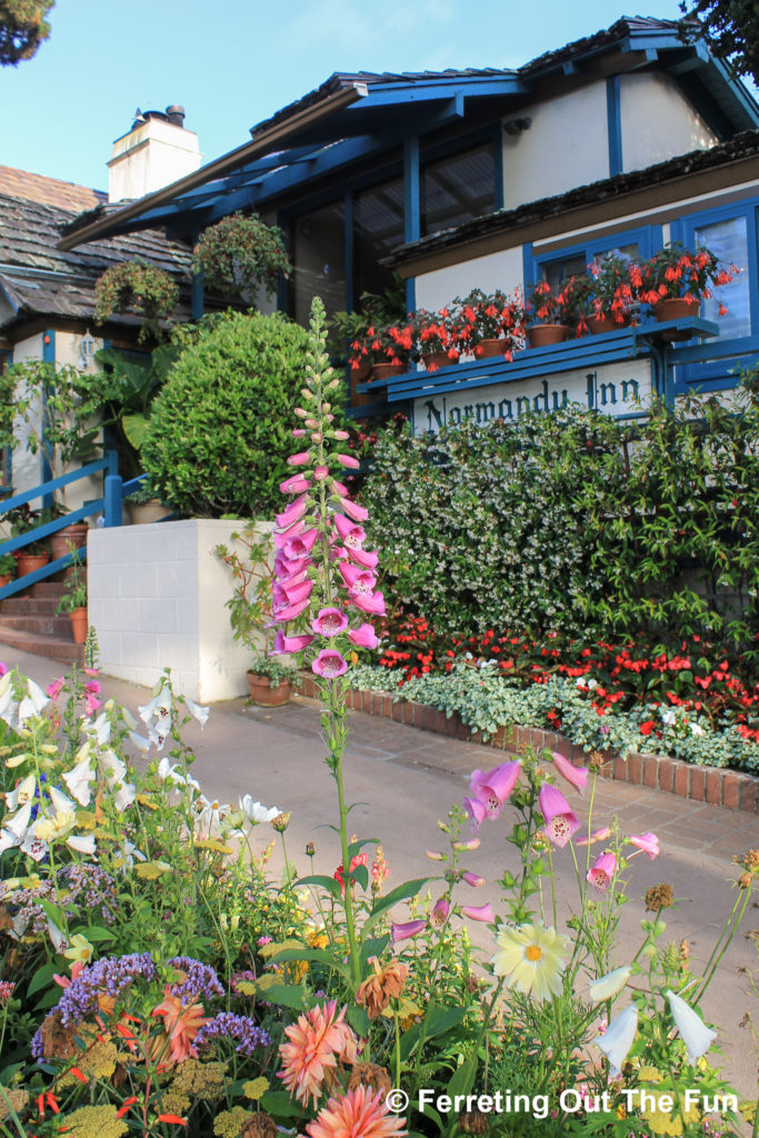 Flowers and cottage inns line the quaint streets of Carmel-by-the-Sea, California