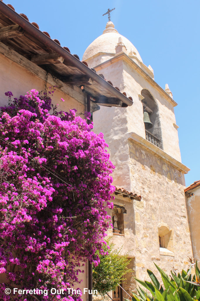 Original 18th century bell tower of the Carmel Mission Basilica in California