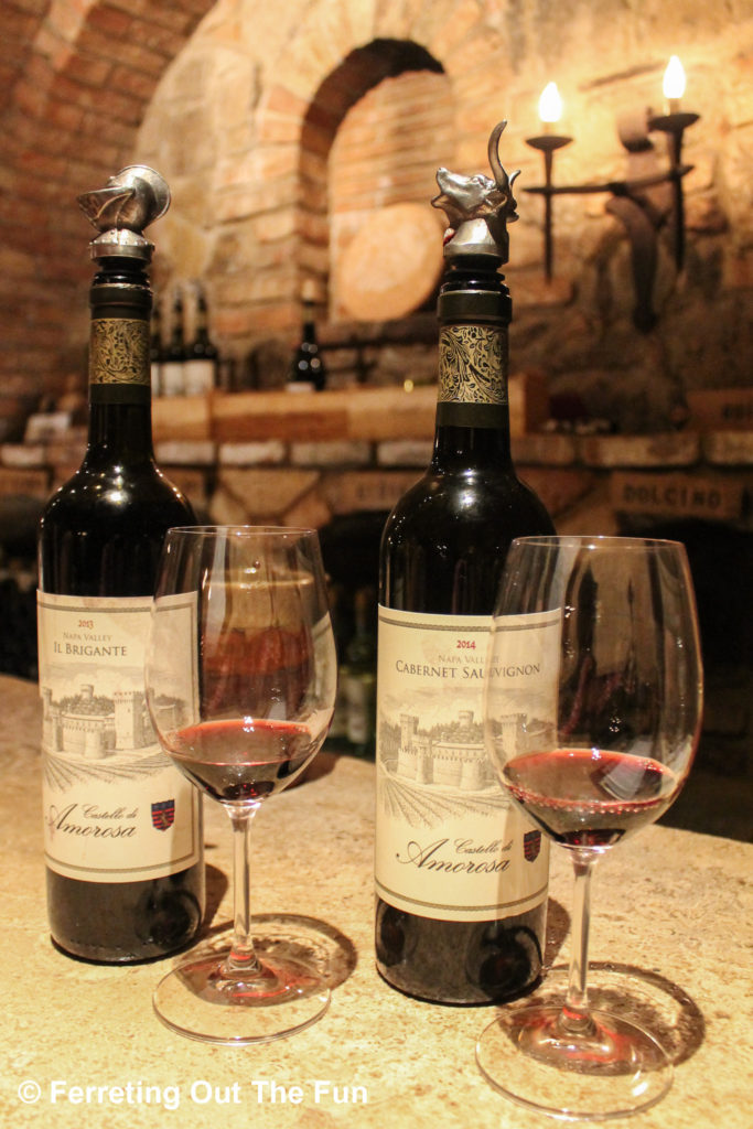 Wine tasting in the medieval cellar of Castello di Amorosa winery in Napa Valley, California