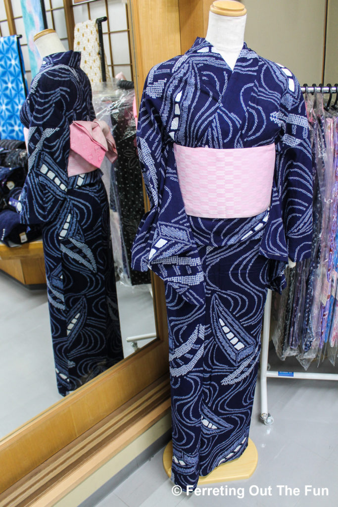 A Japanese tie-dyed kimono in the Arimatsu-Narumi Shibori style