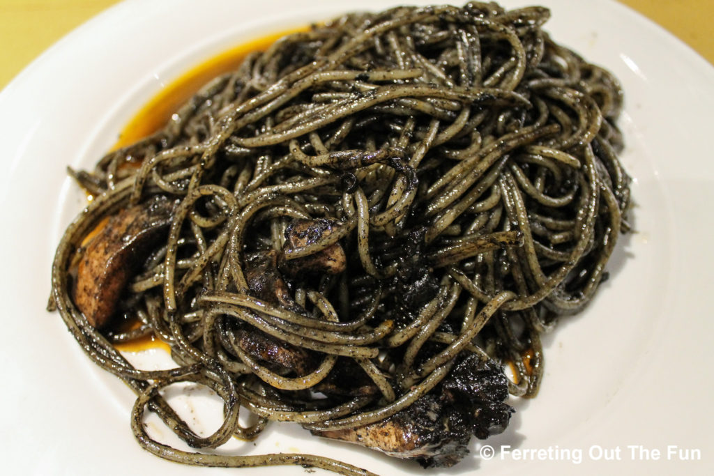spaghetti al nero di seppia or squid ink pasta